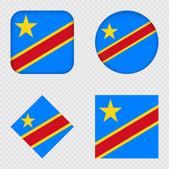 Democratic Republic of the Congo Flag Icons Pack. Vector illustration.
