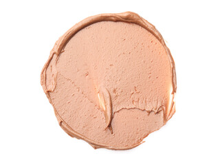 Sample of tasty nut butter isolated on white, top view