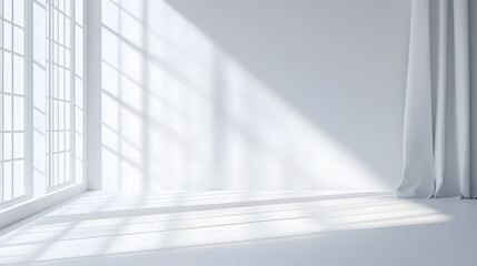 Fototapeta premium Bright, clean and airy room with ample natural light filtering through.