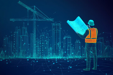 Vector illustration of a skilled architect or construction worker in action, showcasing precision and expertise