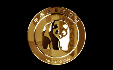Panda chinese golden coin 3d illustration © Skórzewiak