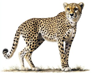 Fototapeta premium Artistic Representation of a Cheetah Against a Plain White Canvas