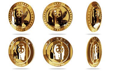 Panda chinese golden coin 3d illustration © Skórzewiak