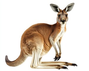Fototapeta premium Stunning Image of a Kangaroo Against a Pure White Canvas