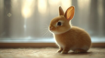 Obraz premium Cute bunny indoor window sunlight pet