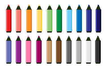 Colorful marker pens set. Highlighter pencil for school or kids