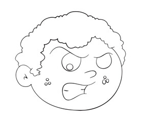 Boy face disgusted outline white on background