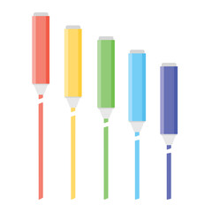 Colorful marker pens set. Highlighter pencil for school or kids