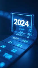 2024 futuristic calendar showing upcoming year date