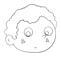 Boy face sad outline white on background