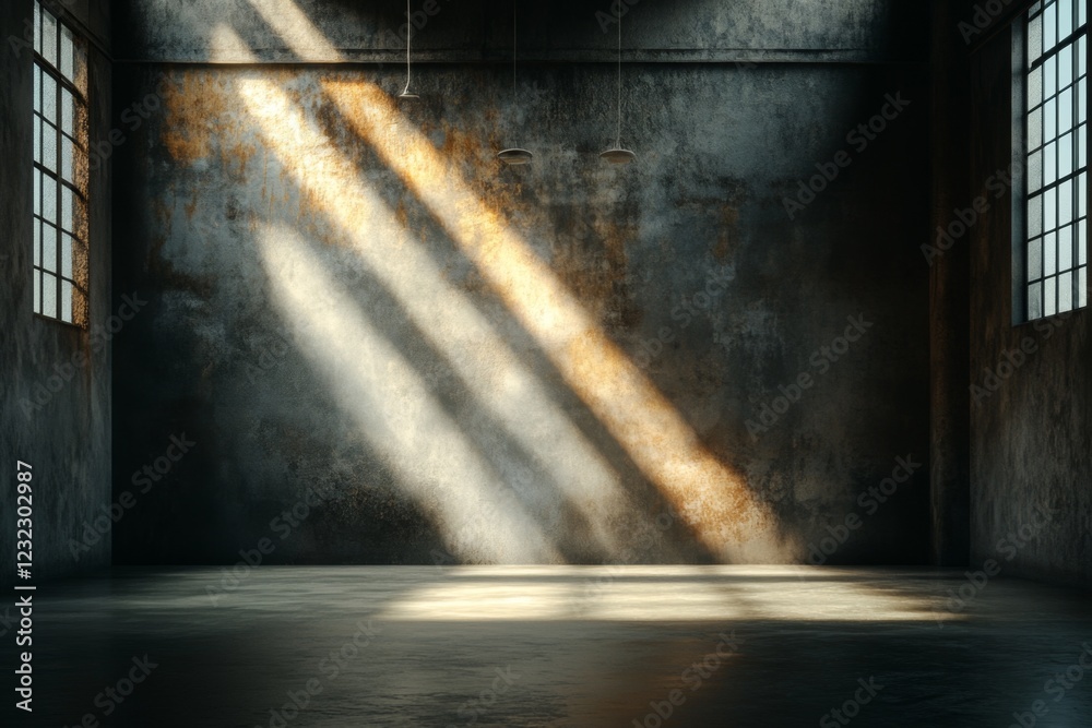 Poster a stylized depiction of a single beam of light illuminating a solitary object in a dark room