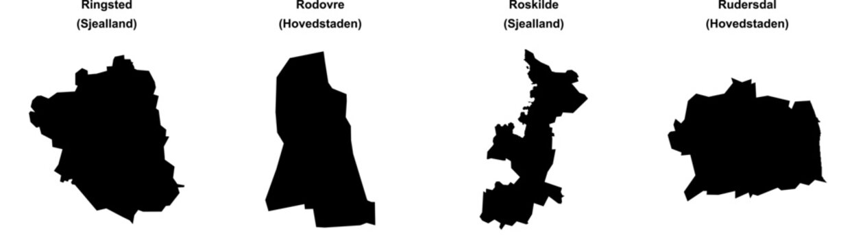 Ringsted, Rodovre, Roskilde, Rudersdal outline maps
