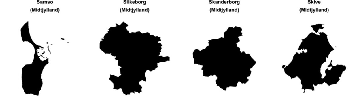 Samso, Silkeborg, Skanderborg, Skive outline maps