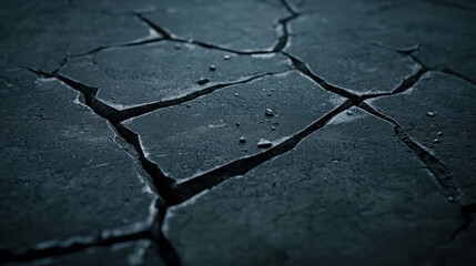 Obraz premium Close-up of Cracked and Damaged Concrete Ground with Texture and Shadows