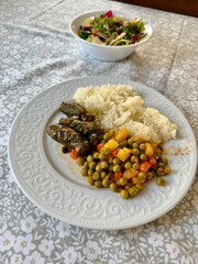 Homemade turkish food pea and rice pilav pilaf at home