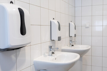 Our modern bathroom facilities come equipped with elegant sinks and convenient soap dispensers