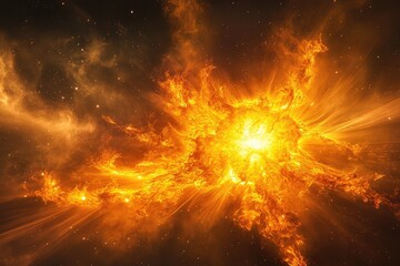 Solar flare erupting from the surface of the sun, casting a radiant, cosmic glow.