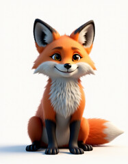 Obraz premium Playful Stylized Fox with Tail, Adorable 3D Wild Mammal Illustration 