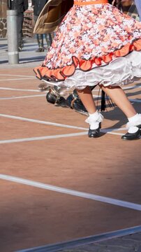 Traditional chilean cueca dancers showing their energetic and passionate performance