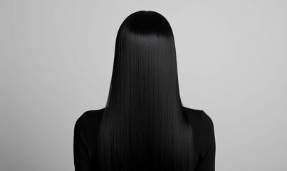Fototapeta premium Person with very long straight black hair.