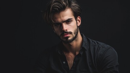 Fototapeta premium Moody portrait of a stylish man with dramatic lighting