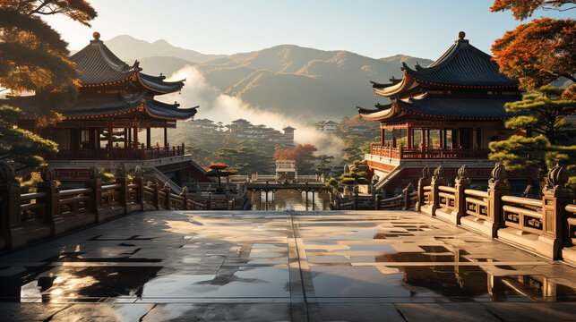 chinese temple, chinese style statue of kwan tar temple, hanghua mountain 