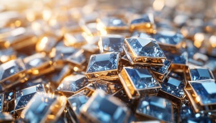 Unlocking Brilliance Visualize A clear communicator with sharp focus, leading teams toward shared success, through a heap of gleaming gems, representing the clarity and precision achieved by