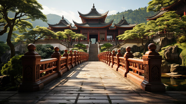 chinese temple, chinese style statue of kwan tar temple, hanghua mountain 