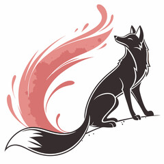  Creative animal icon  Fox with a Watercolor Trail vector illustration