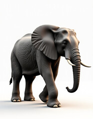 Obraz premium Playful Stylized Elephant with Trunk, Adorable 3D Jungle Creature Illustration 