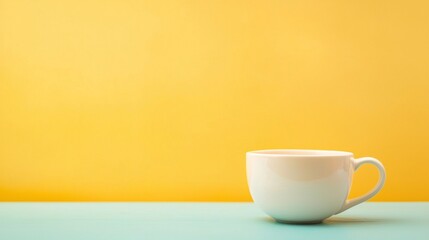 Fototapeta premium Minimal white mug on bold yellow background