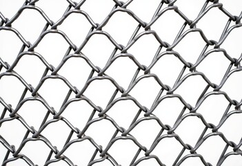 Fototapeta premium Close-Up Chain Link Mesh: Seamless Metal Pattern, Silver Wire Texture, Industrial Surface, White Background, Studio Light, Repeating Design, Security Barrier, Metallic Links, 