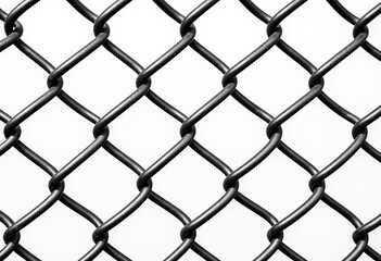 Naklejka premium Seamless Metal Wire Mesh: Silver Chain Link Pattern, Close-Up, Industrial Texture, White Background, Studio Light, Metallic Surface, Security Barrier, Interlocked Links, Fencing Material, 