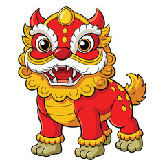 Vibrant Chinese Lion Dance Illustration