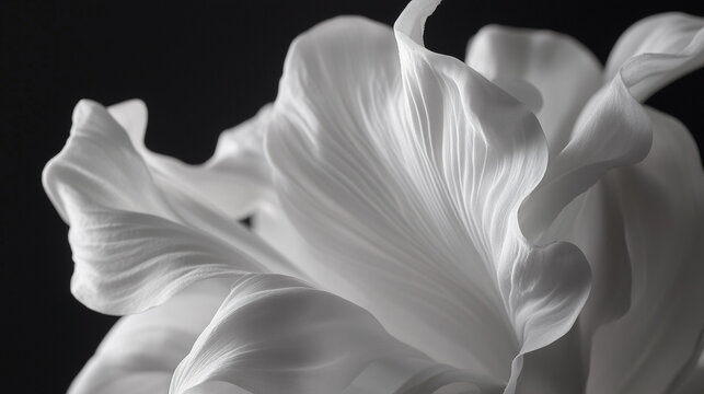 Fototapeta intricate white tulip details macro closeup soft shadows artistic floral photography dark