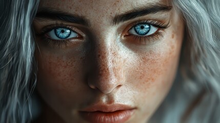 Fototapeta premium A Close-Up Portrait of a Mysterious Woman: Unveiling the Shadows of Her Soul