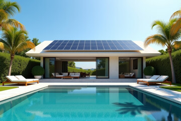 Fototapeta premium a photo of solar panels on house roof