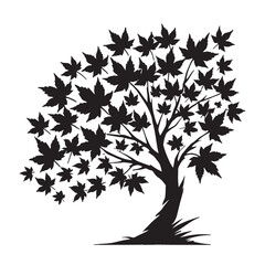 Maple Tree Silhouette - Rustic Tree Shadow for Graphic Work - Maple Tree Vector - Maple Tree Illustration - Minimalist Maple Silhouette - Maple Vector - Maple Digital Art
