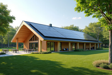 a photo of solar panels on house roof