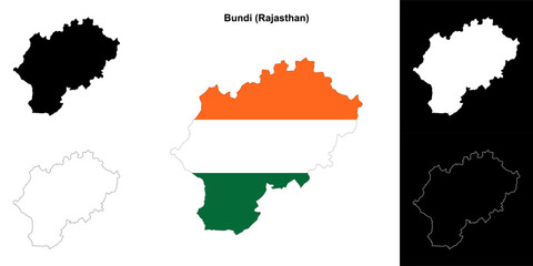 Bundi district (Rajasthan) blank outline map set