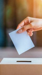 Hand Casting a Vote into a Ballot Box at an Election in a Civic Engagement Setting