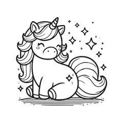 Cute unicorn vector on white background