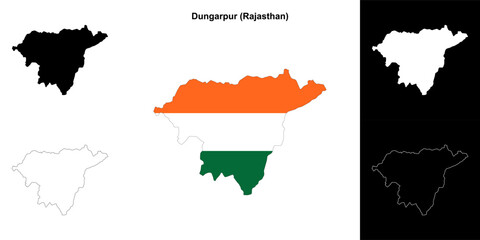 Dungarpur district (Rajasthan) blank outline map set