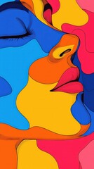 Fototapeta premium Colorful Abstract Portrait of a Female Face with Bold and Vibrant Patterns