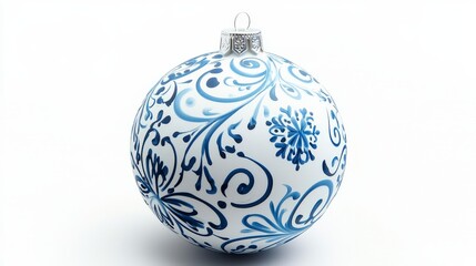 Detailed Christmas Ornament with Snowflake Patterns in Blue Design