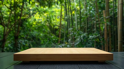 Serene Bamboo Forest Backdrop with Wooden Platform