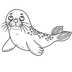 bird with heart. Coloring book page for adult. Underwater seabed with algae and corals, line art design and fish.