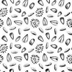 Wild flower With Leaf's Seamless Sketch Hand Draw Pattern Vector Design