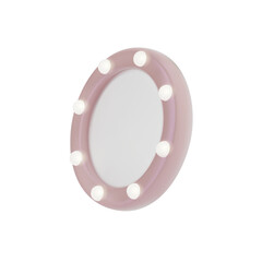 Naklejka premium A rendering of a round mirror with light bulbs. For a makeup artist. Vector 3d illustration on isolated white background