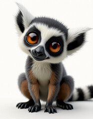 Naklejka premium Playful Stylized Lemur with Tail, Adorable 3D Wild Mammal Illustration 